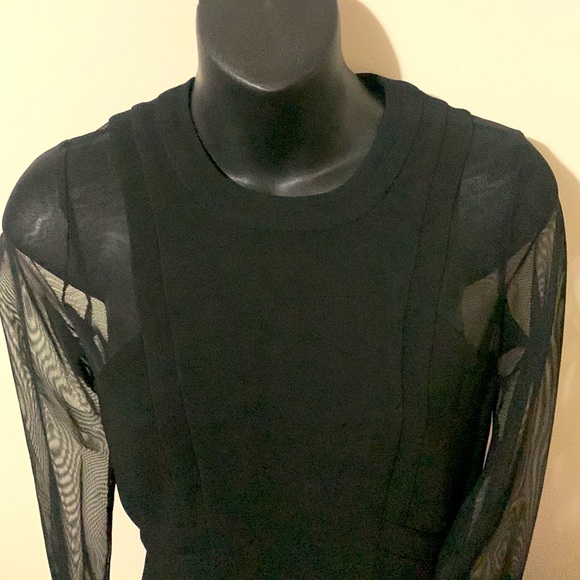 BCBGeneration black sheer sleeve dress with hidden back zip size 0 - Picture 4 of 8